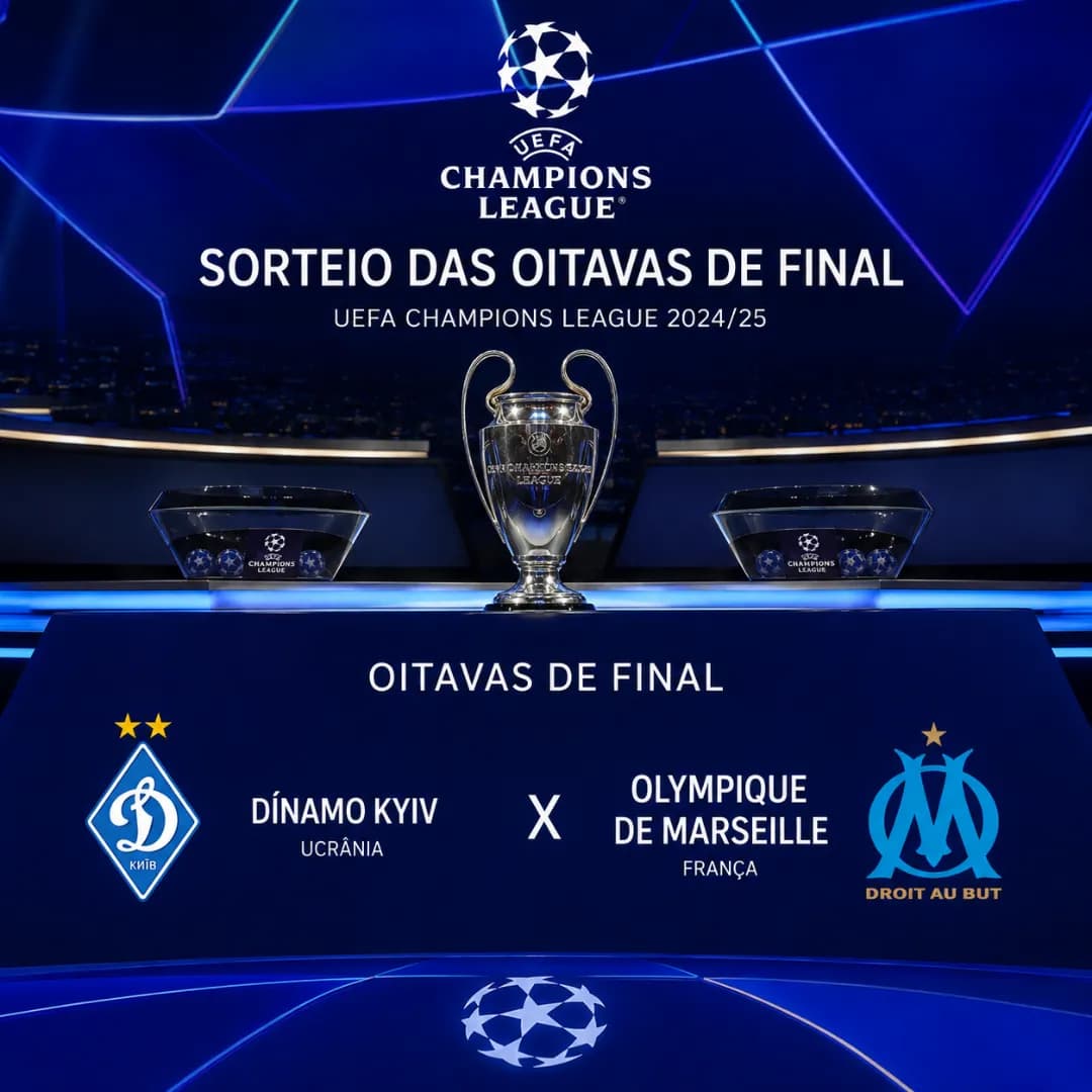 Sorteio define Dínamo Kyiv x Olympique de Marseille nas oitavas de final da UEFA Champions league 🤍🩵🔥 #AlleMarseille #DroitAuBut