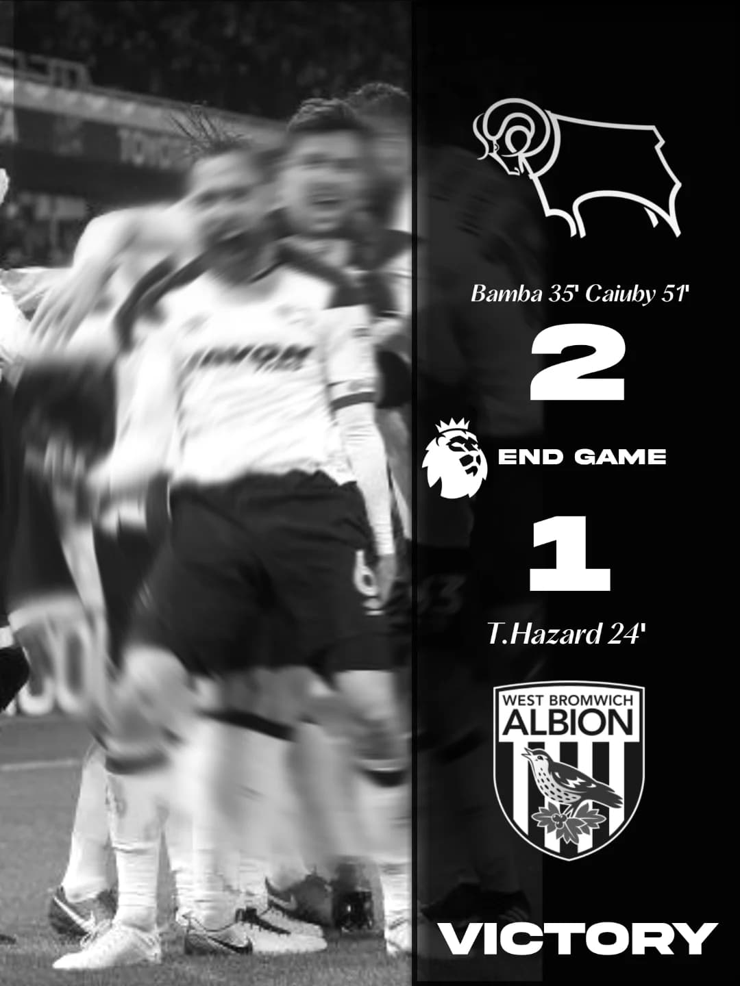 VICTORY!⚪⚫ VITÓRIA!⚪⚫ Bamba e Caiuby garantiram nossos 3 pontos na Premier League! #LetsgoDerby #Macron