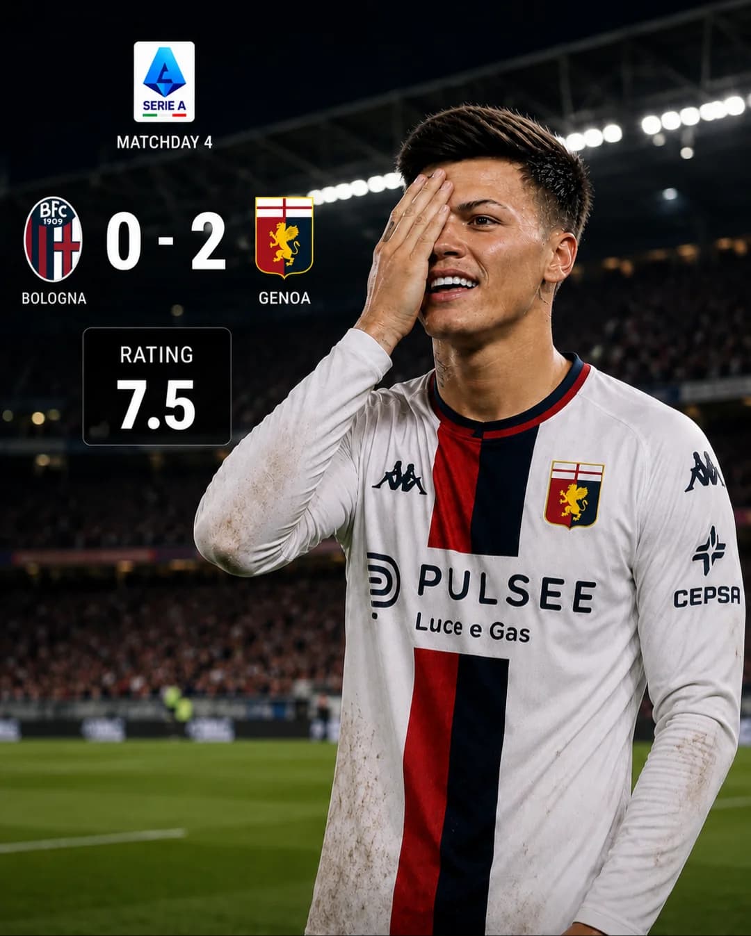 Another victory for Genoa! 🔥💪 Proud of the team, proud to wear these colors. 🤝 1+⚽️ 🗓️September 21 Forza Genoa!! 🔵🔴