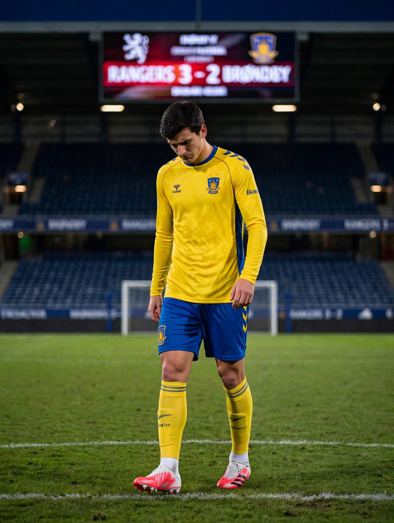 Entrei aproximadamente nos 57 minutos Tava 2x1 pros Rangers Fiz um gol nos 82 mas nos 84 levamos mais um e terminou Brøndby 2x3 Rangers