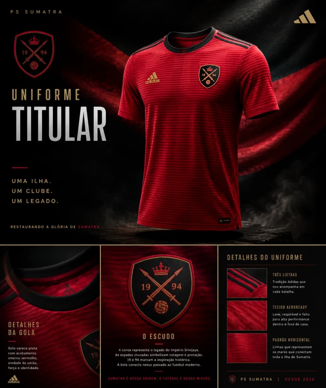 O PS Sumatra e a @adidasindonesia revelam oficialmente a nova camisa titular da equipe para a nossa temporada de estreia.
