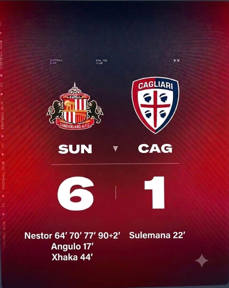 FINAL DE JOGO | Sunderland 6x1 Cagliari Estreia de gala do garoto do Ninho! Aos 18 anos, a joia brasileira Sidney Nestor faz 4 gols em se…