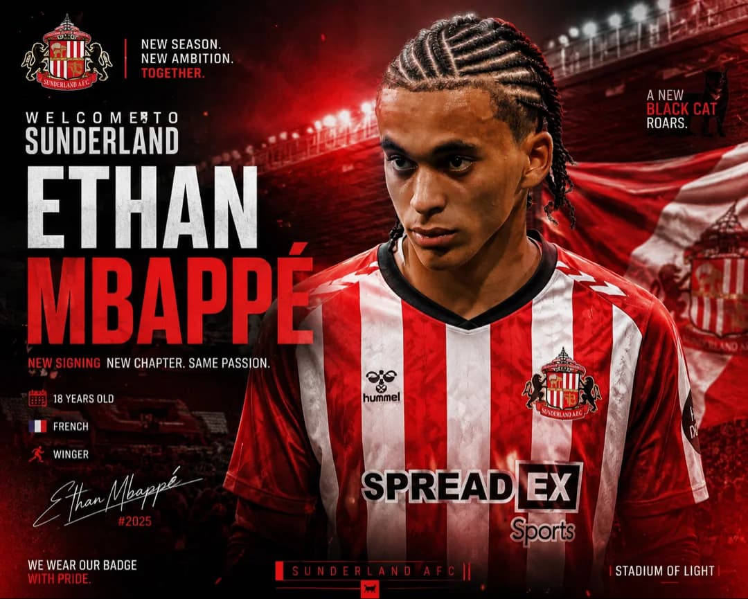 ETHAN MBAPPÉ É REFORCO DO SUNDERLAND PARA A PROXIMA EPOCA WELCOME ETHAN MBAPPÉ❤️🤍