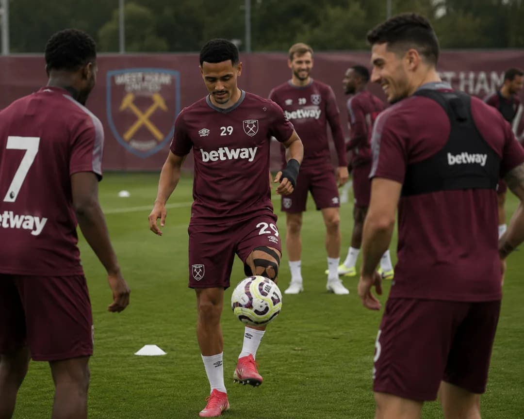 Resenha no coletivo antes da partida contra o Wolverhampton! #FocoNoObjetivo #N29💪🏽🔥 #ComeOnHamers⚒️🔥