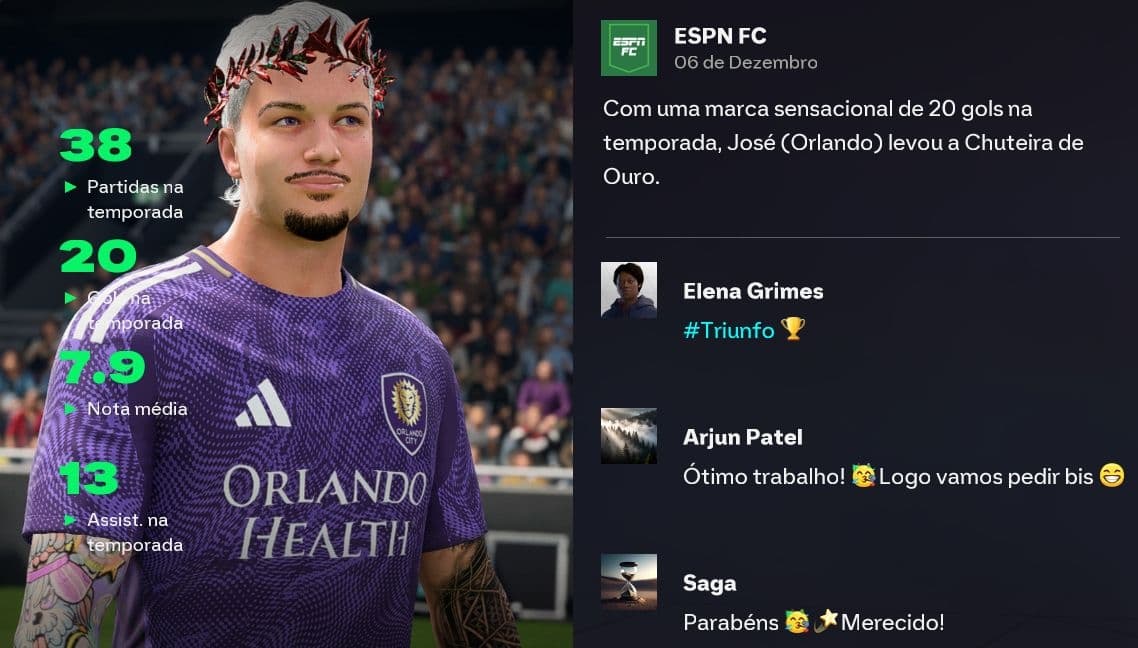 Feliz demais em ter bons resultados na temporada, e ser recompensado com a chuteira de ouro, Obrigado Deus!🙏