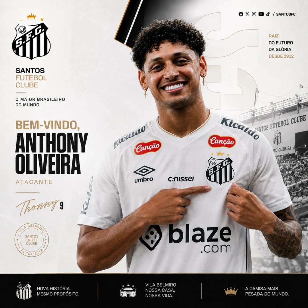 🐳 ANTHONY OLIVEIRA É DO PEIXÃO! O Santos FC acertou a contratação do atacante Thonny, eleito o melhor jogador da Série C. Santista desde…