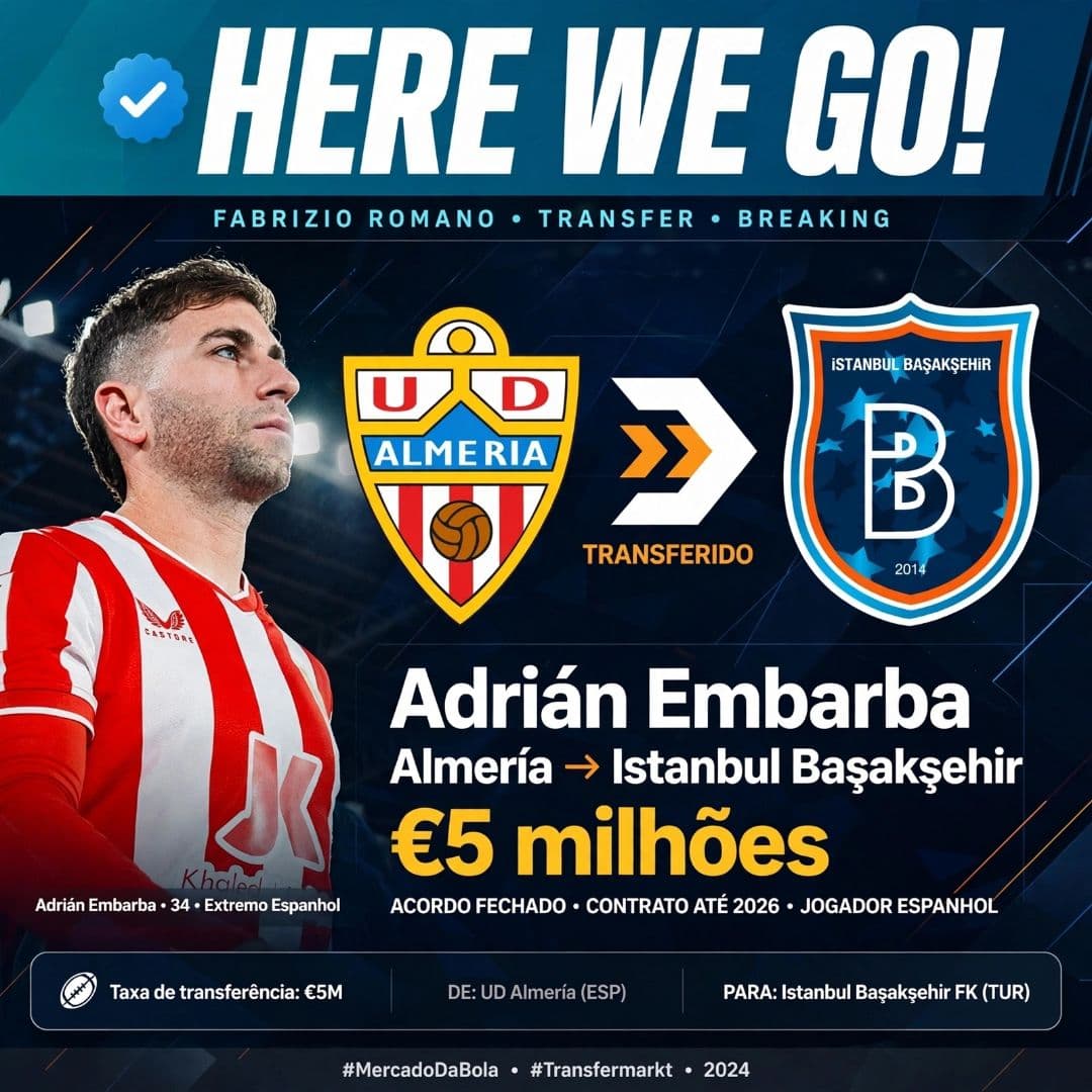 HERE WE GO! ✅🔵🟠 Adrián Embarba é o novo reforço do Istanbul Başakşehir! O espanhol de 34 anos deixa o UD Almería e vai para a Turquia p…