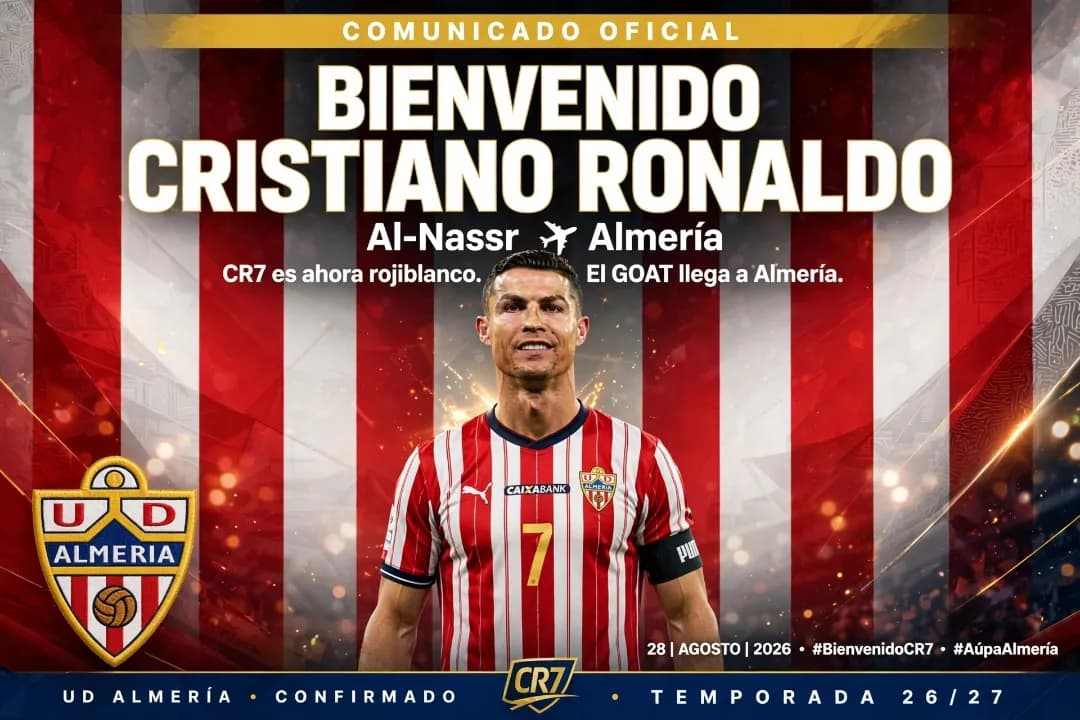 O MAIOR DA HISTÓRIA NO ALMERÍA 🐐🔴⚪️ COMUNICADO OFICIAL: BIENVENIDO CRISTIANO RONALDO* Al-Nassr ➡️ Almería CR7 é agora rojiblanco. El GO…