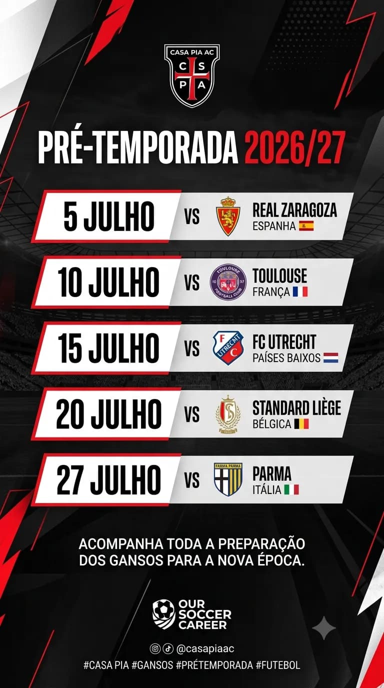 5 testes de luxo para afinar a máquina! Qual é o jogo mais difícil? 🦅⚽"Pré-época internacional de respeito! Vamos a isto, Gansos! 🖤🔴"C…