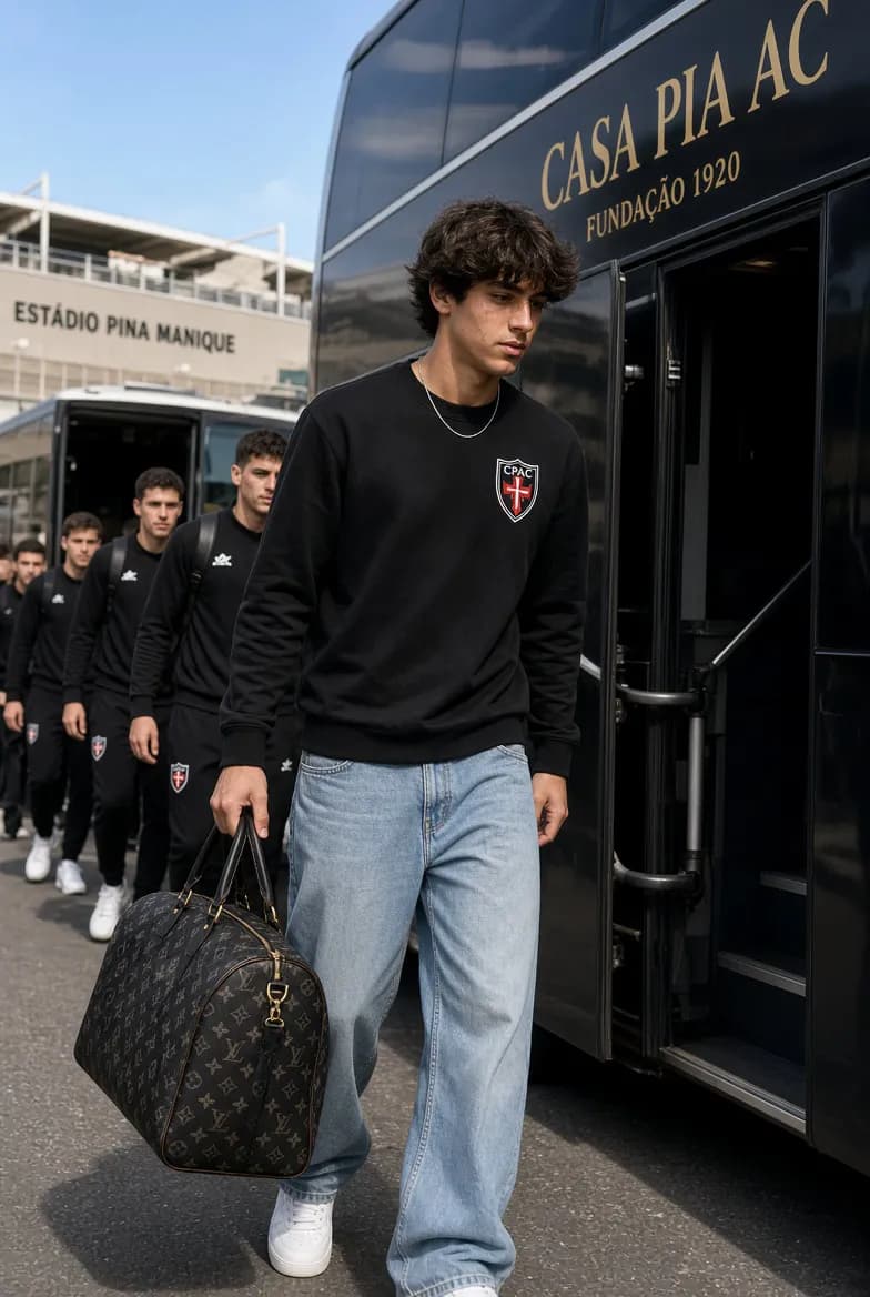 Chegada dos Gansos 🔥 Ruben Jr já a entrar no autocarro com a mala a sério. 1-0 no primeiro jogo, a pré-temporada começa bem!”