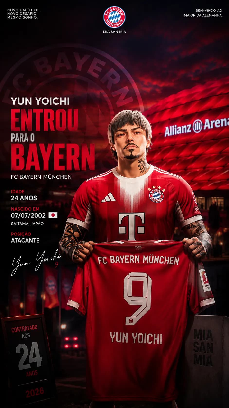 🔴⚪ Novo capítulo, mesmo sonho. Aos 24 anos, Yun Yoichi chega ao Bayern de Munique para escrever uma nova história. Do Japão à Alemanha, …