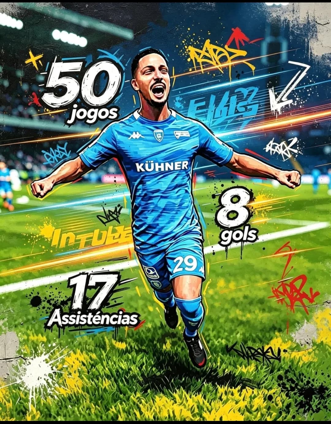 50 jogos como profissional. 8 gols ⚽ 17 assistências 🅰️ Mais um capítulo dessa caminhada. Seguimos.
