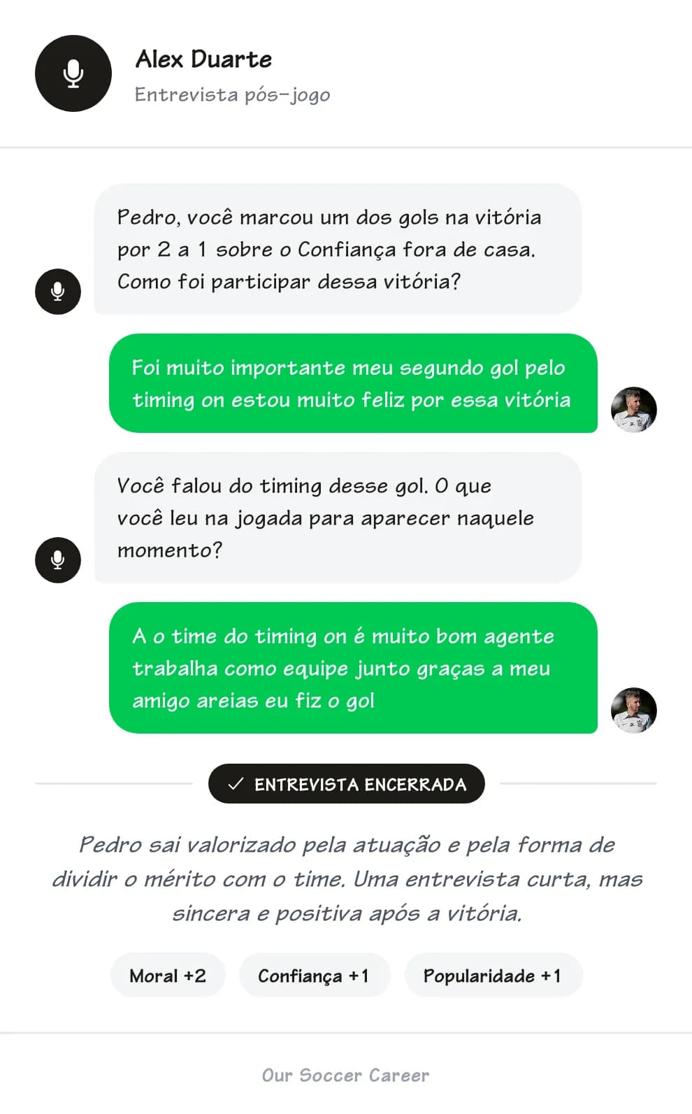 Entrevista pós-jogo