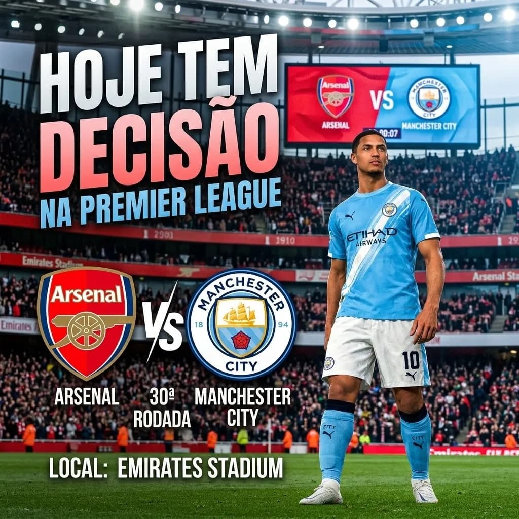 Hoje tem Decisão 30ª Rodada da Premier League Arsenal X Manchester City Os dois times estão competindo o título da Premier League. O Manc…