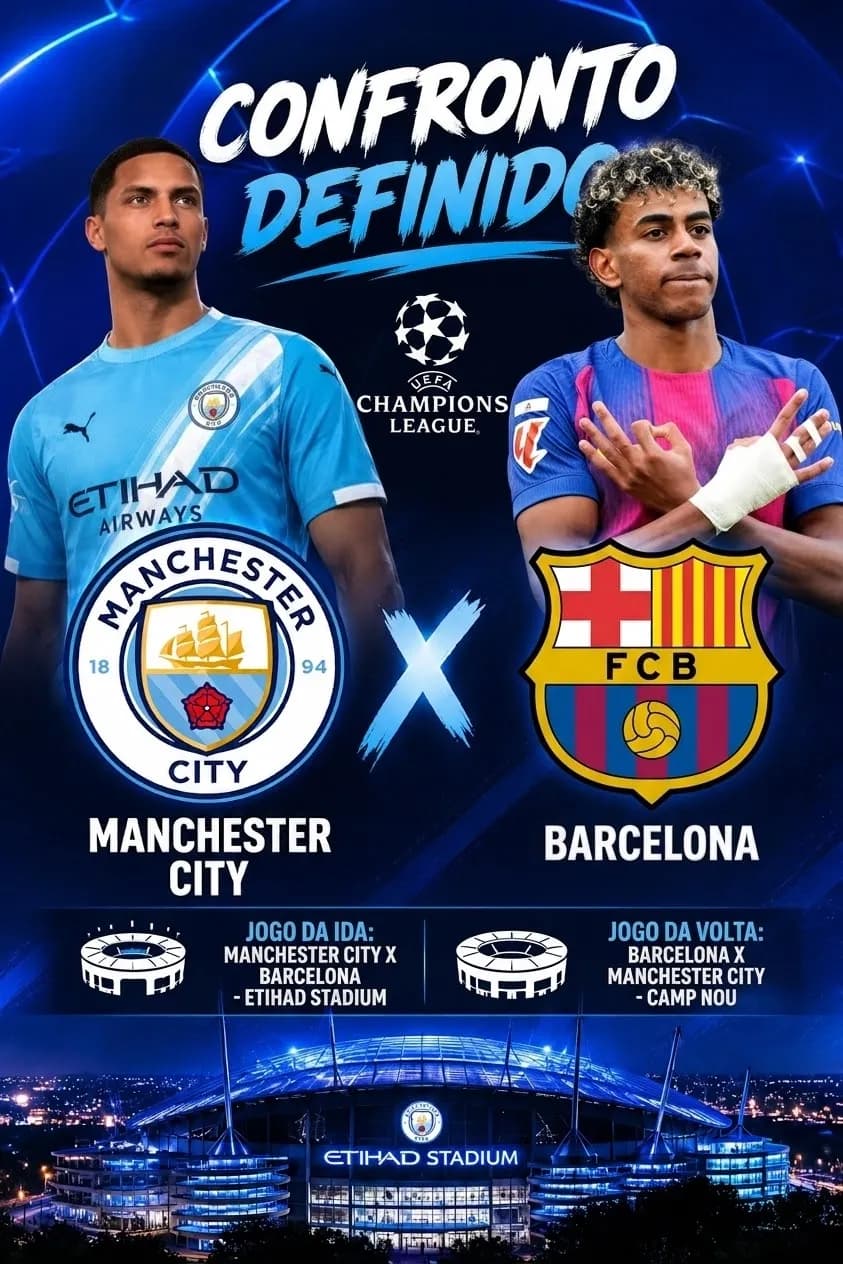 Confronto Definido Manchester City X Barcelona Semifinal da Champions Legue
