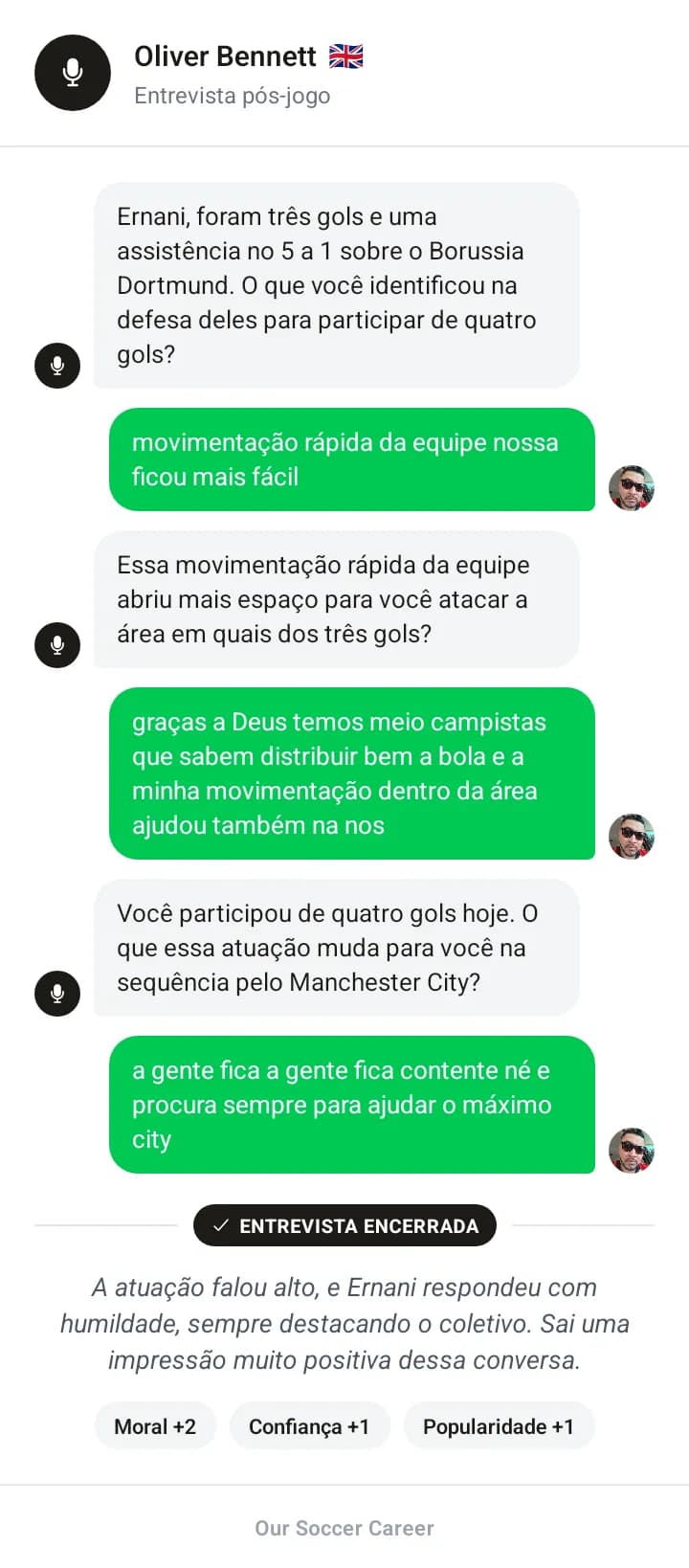 Entrevista pós-jogo