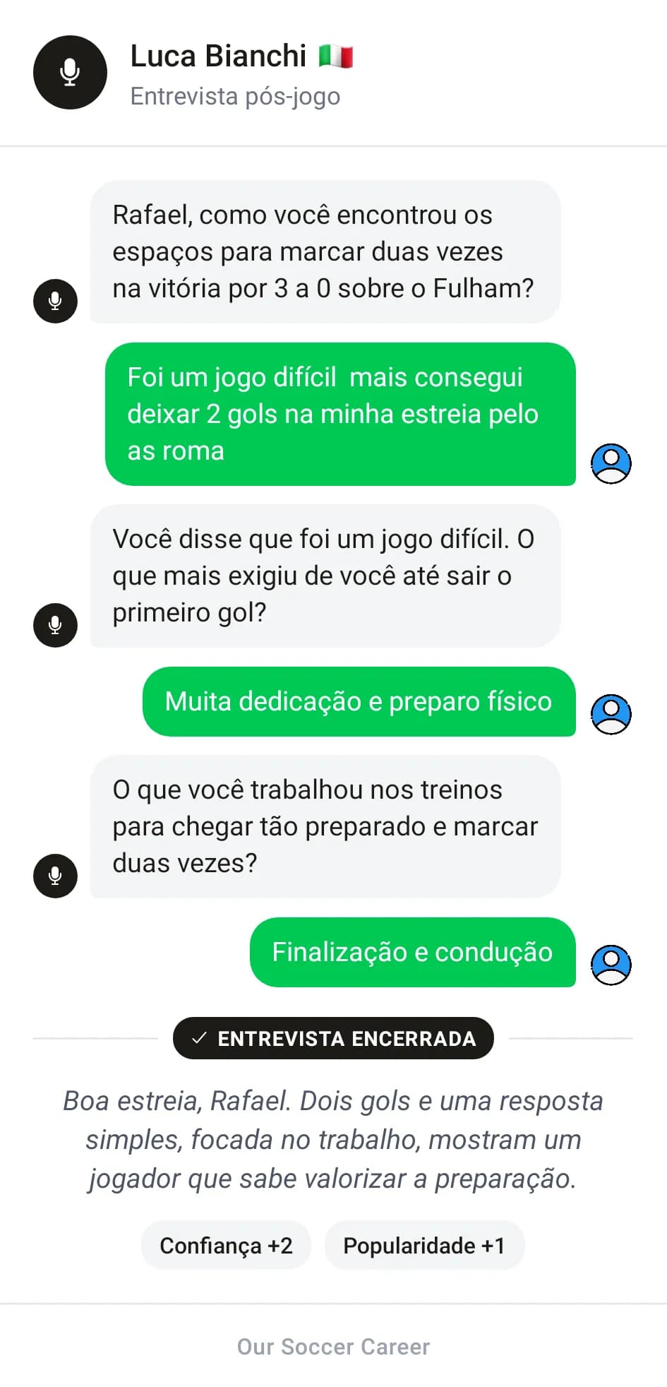 Entrevista pós-jogo