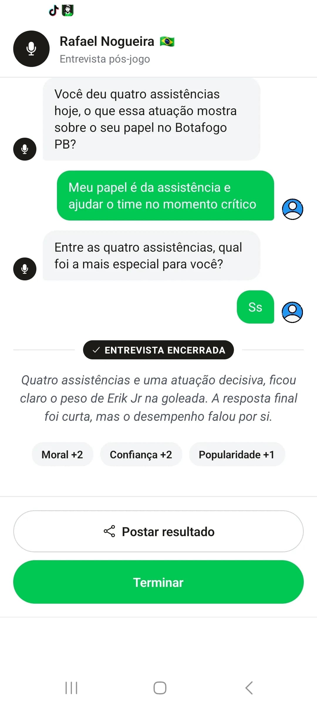 Minha primeira entrevista como jogador