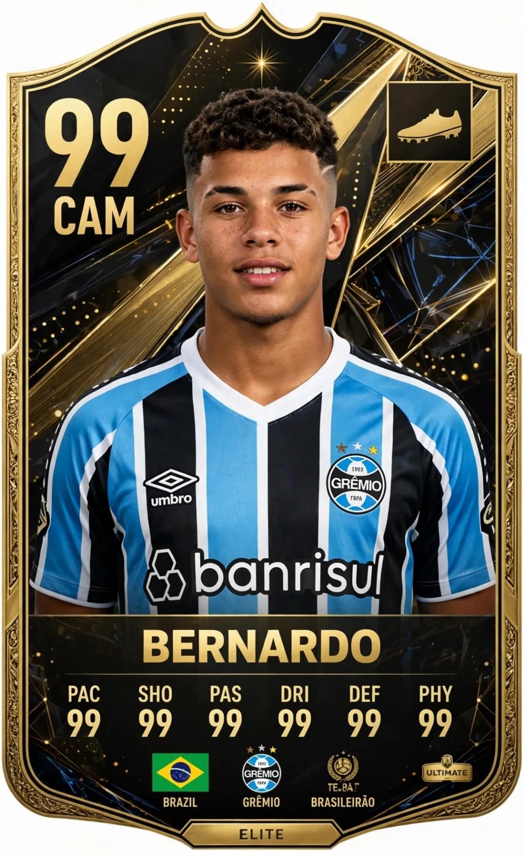 Me chamo Bernardo, sou camisa 10 do Gremio. Sou de Brasil. Vocês verão muito da minha história daqui pra frente. Aguardem!