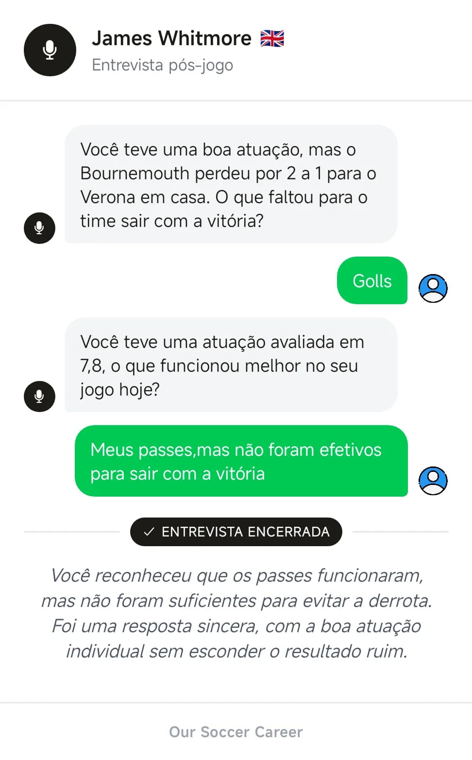 Entrevista pós-jogo