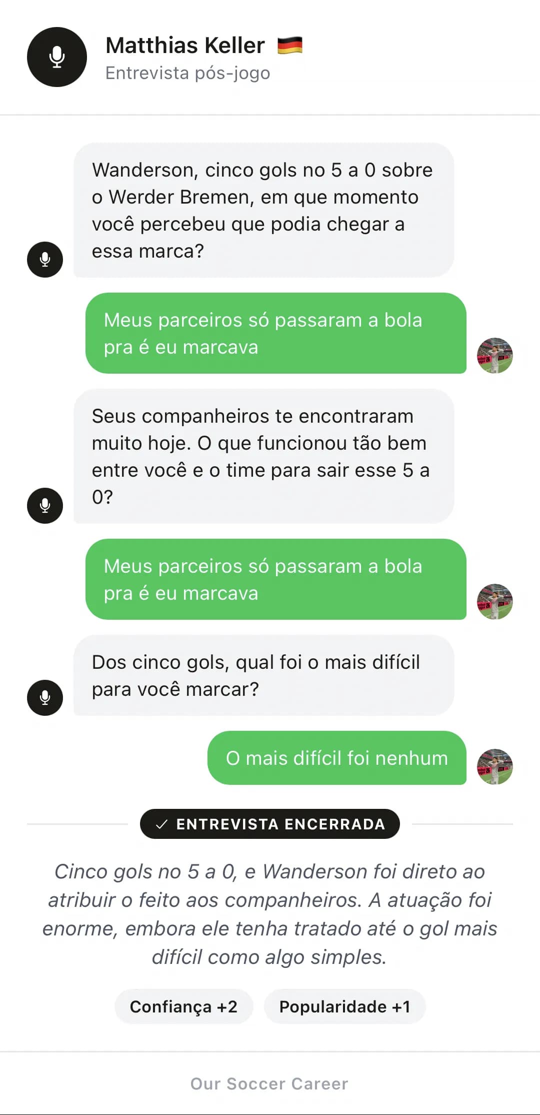 Entrevista pós-jogo