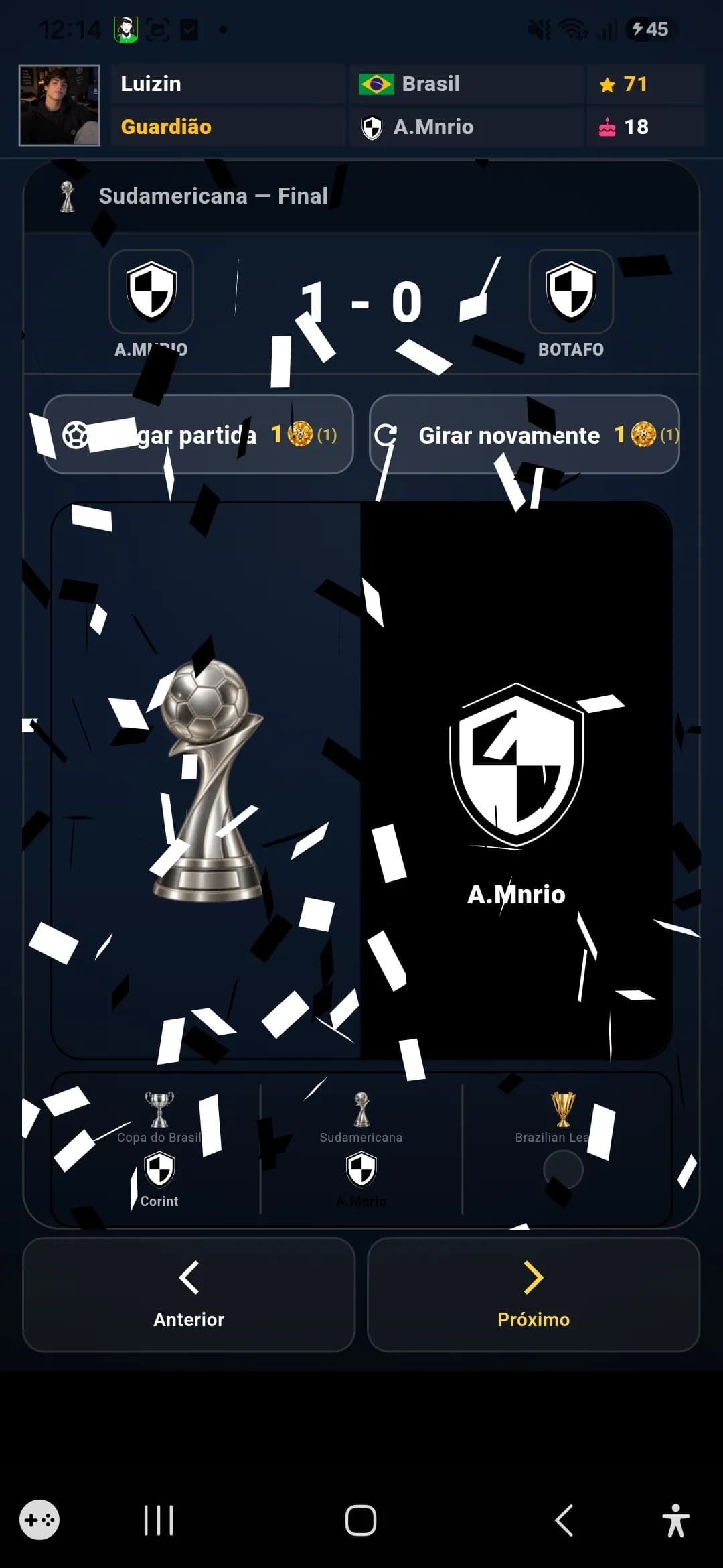 Ganhamos a sul-americana!.. fomos heroi pegando pênalti na final... VAMO GALO!!
