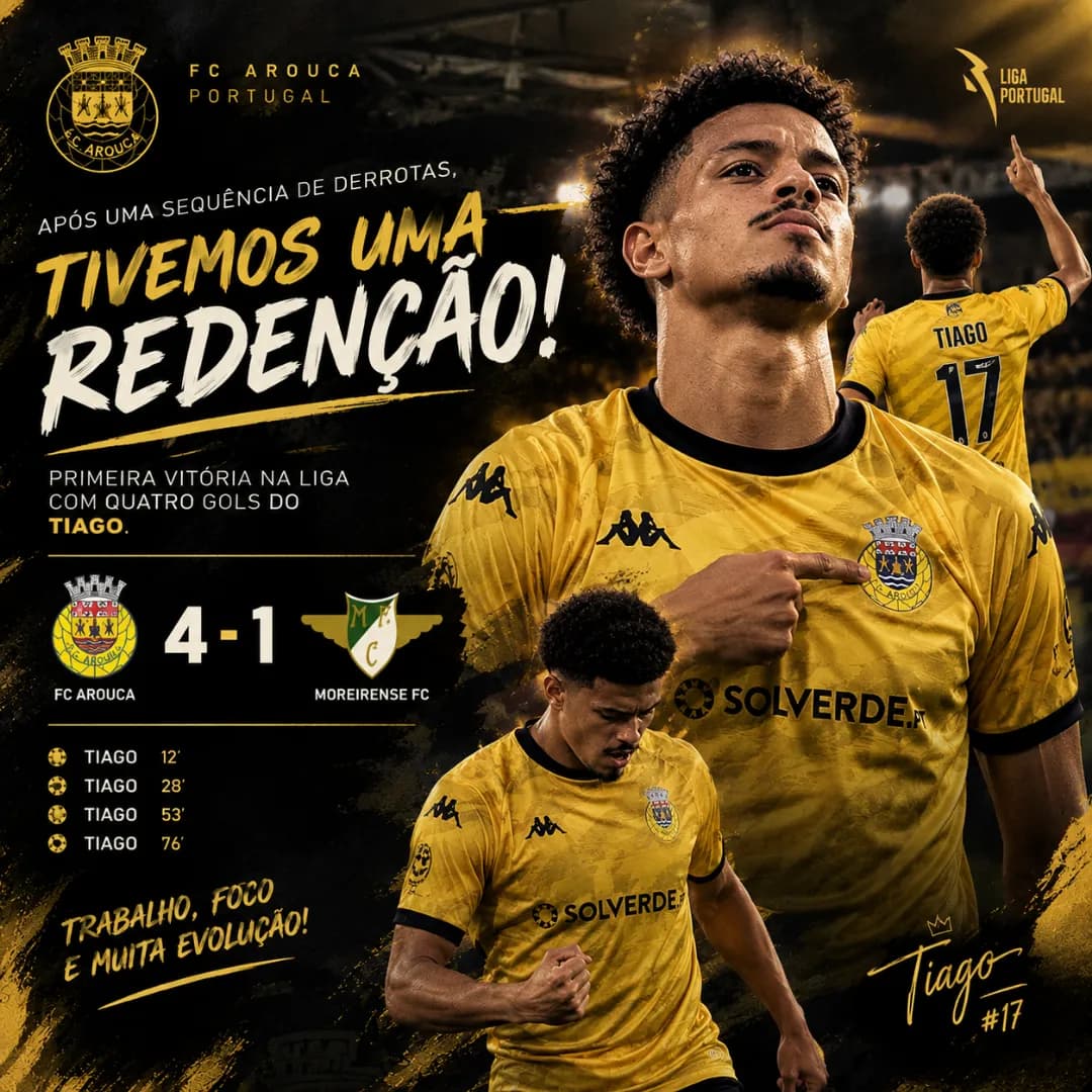A REDENÇÃO CHEGOU! 💛🖤 Após uma sequência de derrotas, Thiago Duarte comandou a primeira vitória do Arouca na Liga com uma atuação histó…