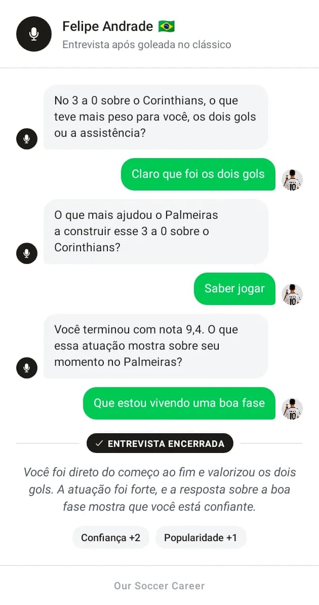 Entrevista após clássico