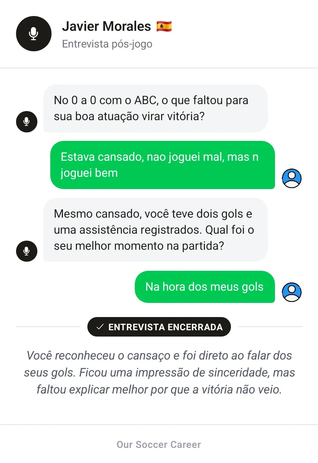 Entrevista pós-jogo