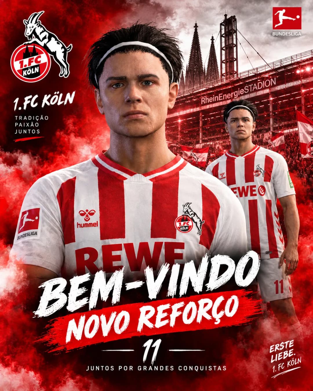 Novo desafio, novas cores! Muito feliz em vestir a camisa do 1. FC Köln. Vou dar tudo por este clube e por essa torcida! Vamos juntos! ❤️…