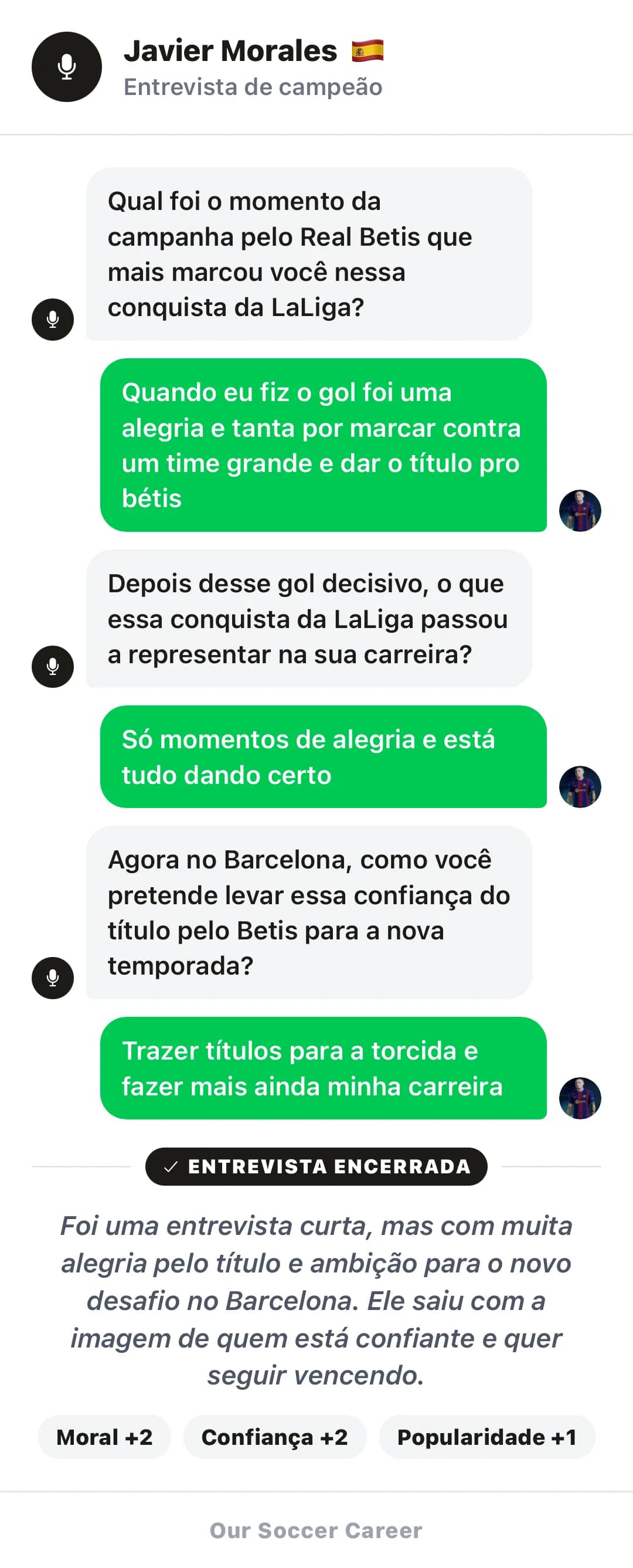 Entrevista de campeão