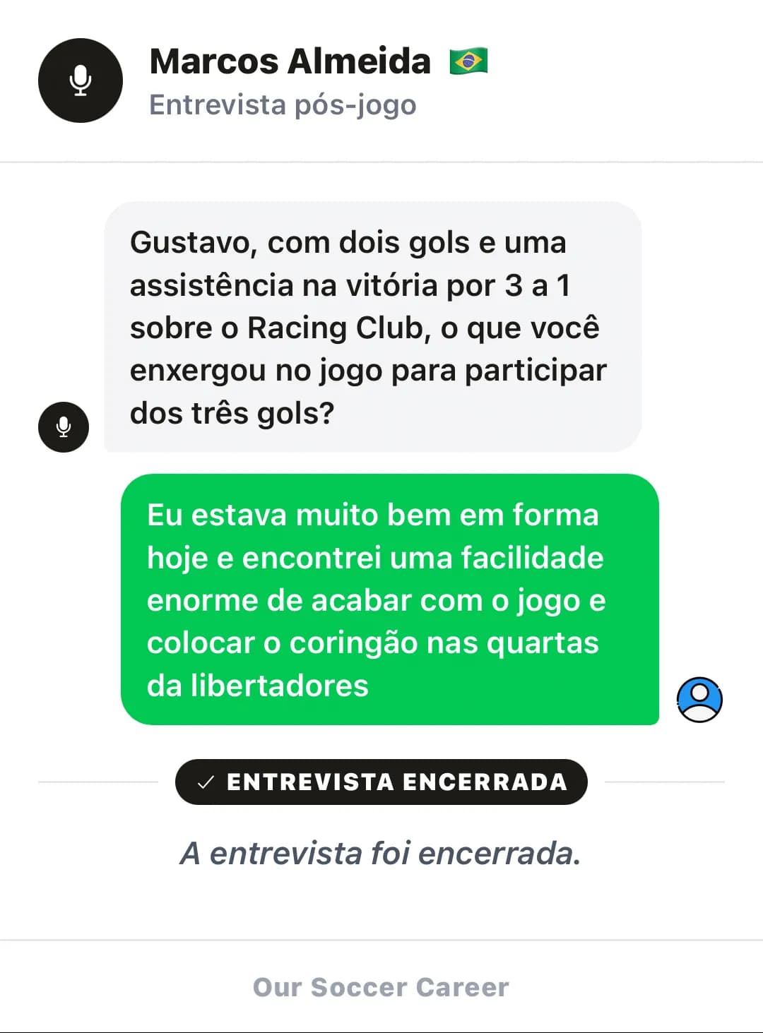 Entrevista pós-jogo