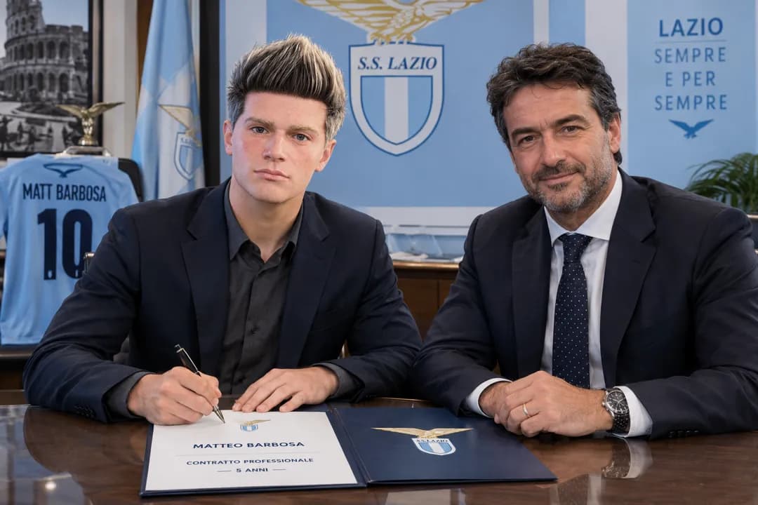 Após atuar na base da Lazio, hoje eu assino meu contrato com o time profissional. Muito feliz por essa oportunidade no país que moro. 🇮🇹