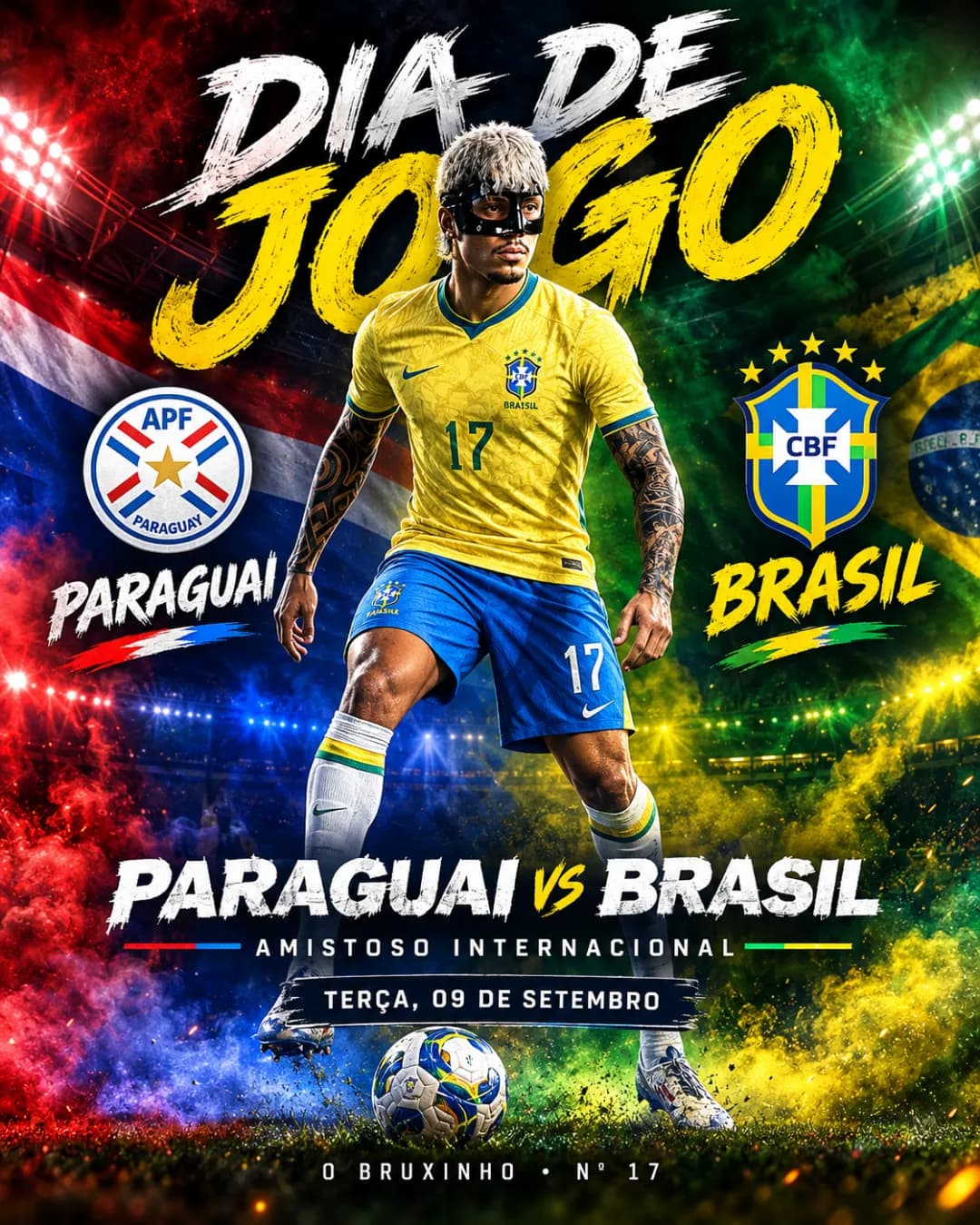 🇵🇾⚔️🇧🇷 DIA DE JOGO! PARAGUAI x BRASIL Mais um capítulo na caminhada do Nathan 17! 🪄⭐ Depois de vestir a Amarelinha contra a França, …