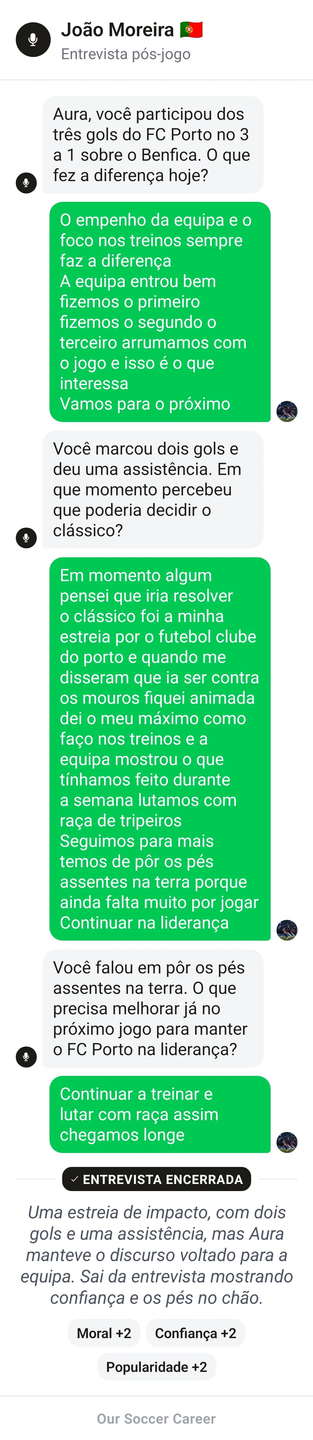 Entrevista pós-jogo