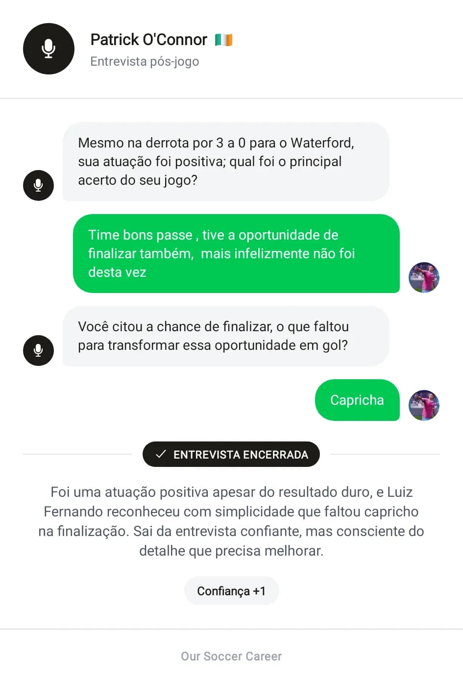 Entrevista pós-jogo , DERROTA dentro de casa