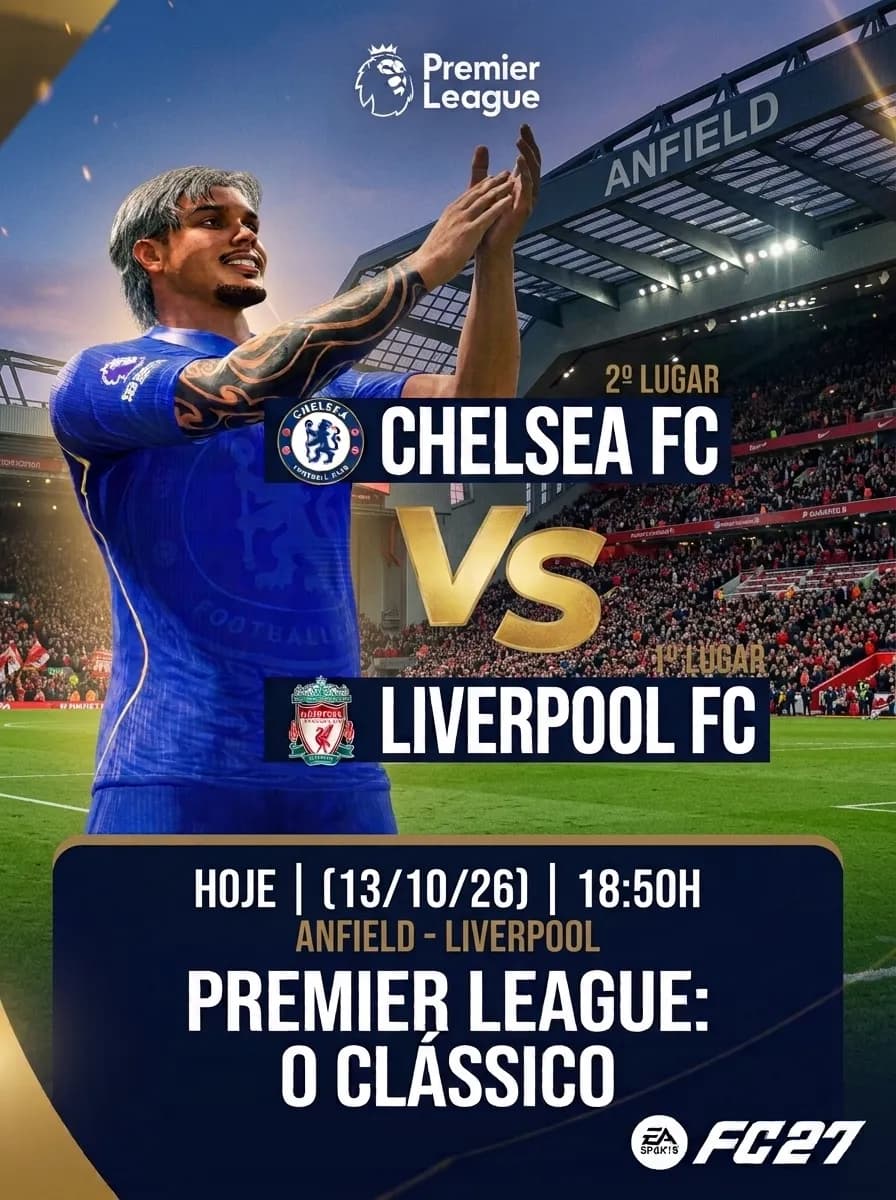 Que Deus ilumine a nossa partida e nos dê sabedoria para buscar os três pontos! O foco é total no clássico de hoje. Vamos, Chelsea! 🔵🙏 …
