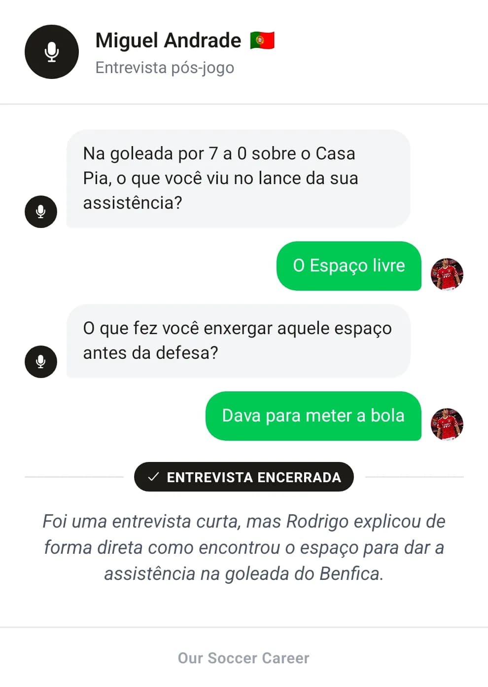Entrevista 1 assistência