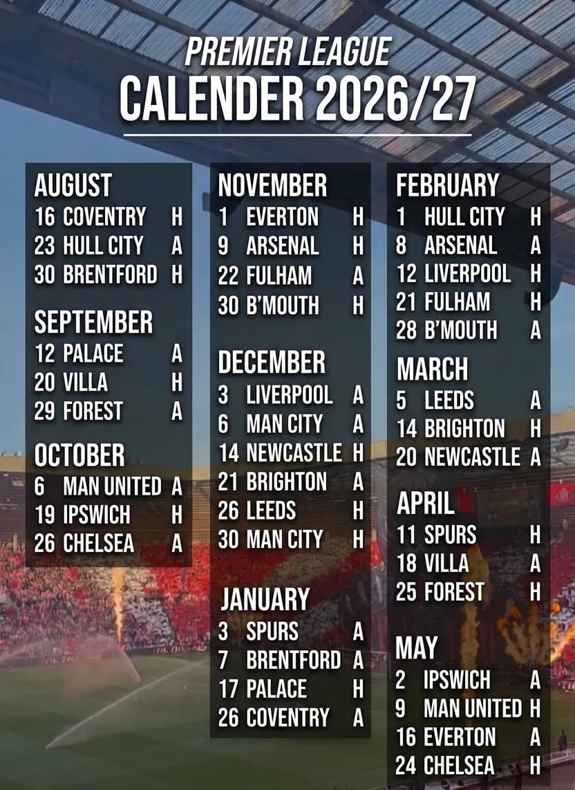 Calendário do Sunderland para a temporada 26/27!! Com o retorno de Totto, os Black Cats vão voltar ao topo da Inglaterra??