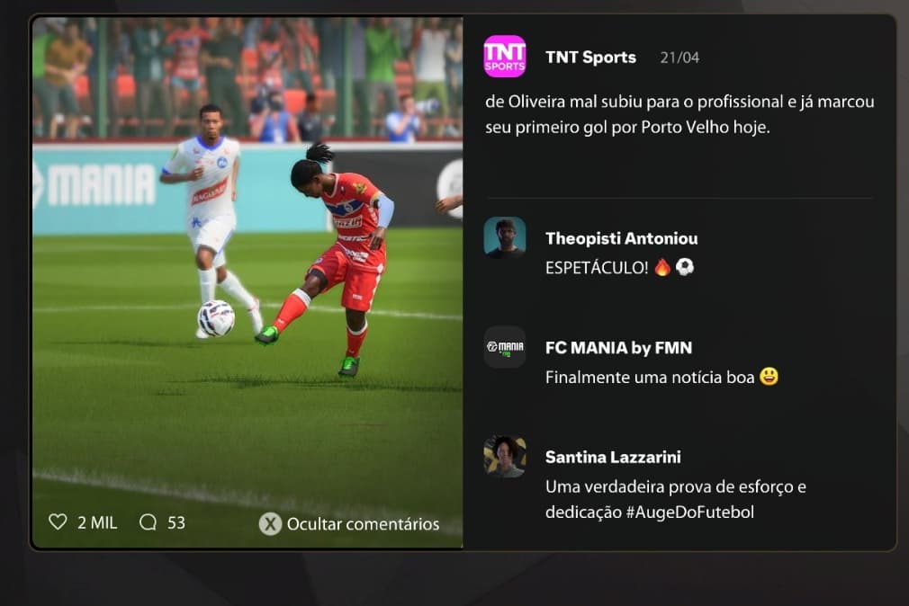 Oliveira em seu primeiro jogo como profissional marca 2 gol e ajuda gazin Porto Velho ganhar sua primeira partida. Na divisão de asseso.