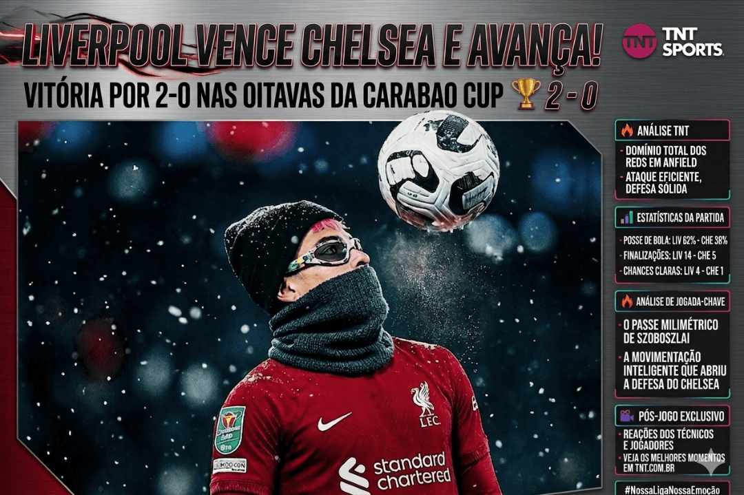 Classificação com autoridade em Anfield! O Liverpool não deu chances ao Chelsea e garantiu a vaga nas quartas de final da Carabao Cup co…