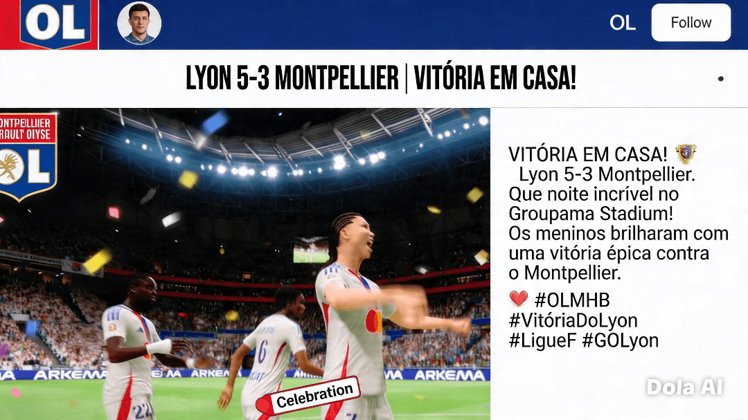 Lyon 5 x Montpellier 3 Fizemos 2 gols e ficamos com a nota 8,7