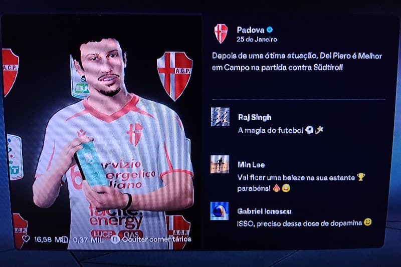Muito gratificante meu esforço dentro de campo ser reconhecido! Seguimos!🔥⚽🙌 #alépadova!