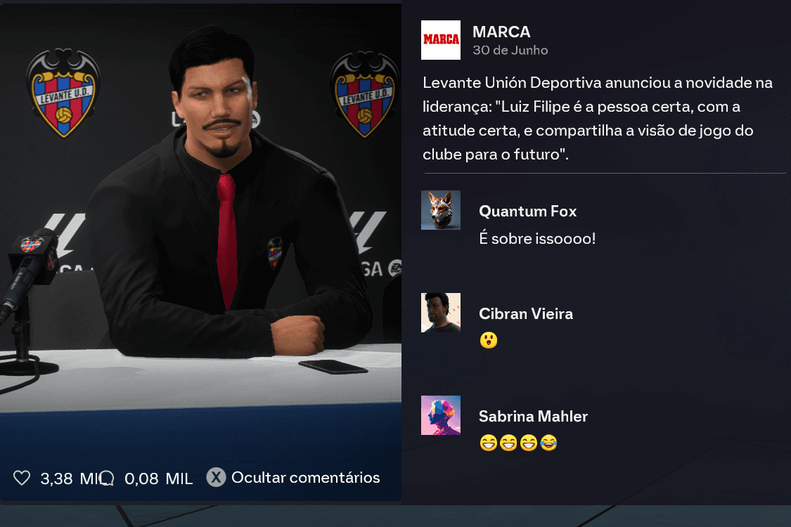 "Luiz Filipe chegou para colocar ordem na casa! 🎮⚽ Quem aí acredita no acesso/título? Aceito sugestões de contratações (boas e baratas, …