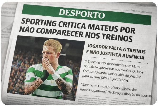 Mateus o teu rendimento está a cair se continuar sem ir aos treinos vais ser suplente