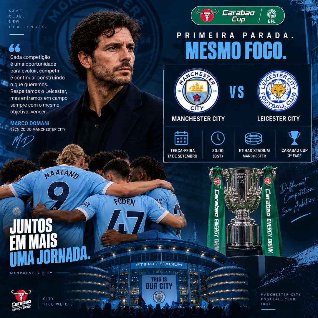 Cada competição traz um novo desafio. Agora é hora da Carabao Cup. Foco, respeito e a mesma ambição de sempre. Vamos em busca de mais uma…