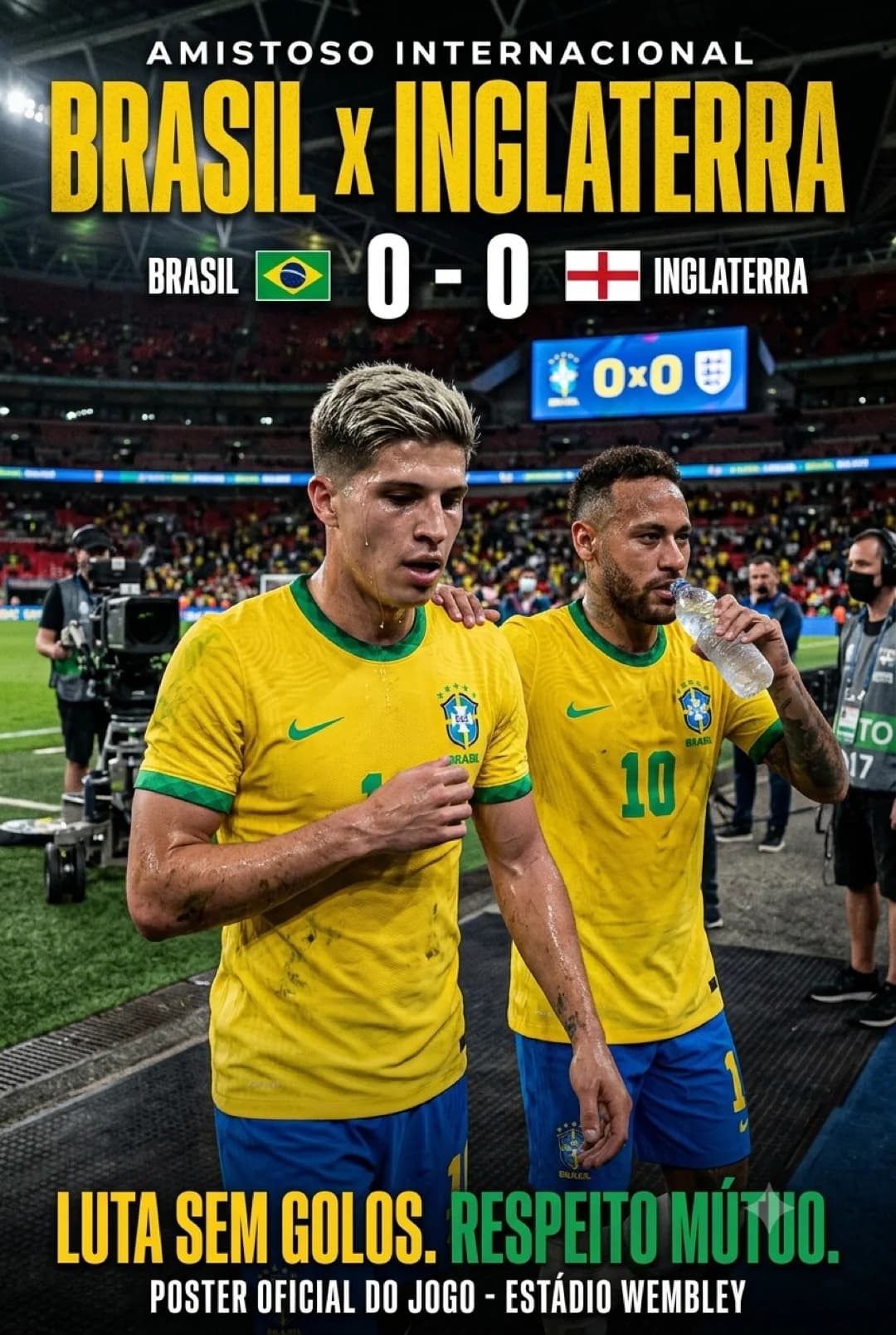Fim de jogo contra a inglaterra no Amistoso,minha primeira partida pela seleção e tudo de fruto de muito esforço e fé,empatamos em 0x0 e …