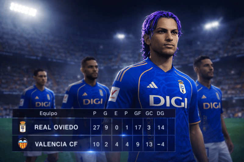 El Real Oviedo se coloca como líder del campeonato con 27 puntos, confirmando su gran momento en la temporada. Por su parte, el Valencia …