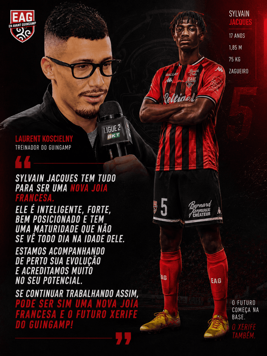 Após empate em dois a dois no Stade de Roudourou contra o Dunkerque o treinador foi perguntado sobre a estreia de Jacques, "tem tudo para…