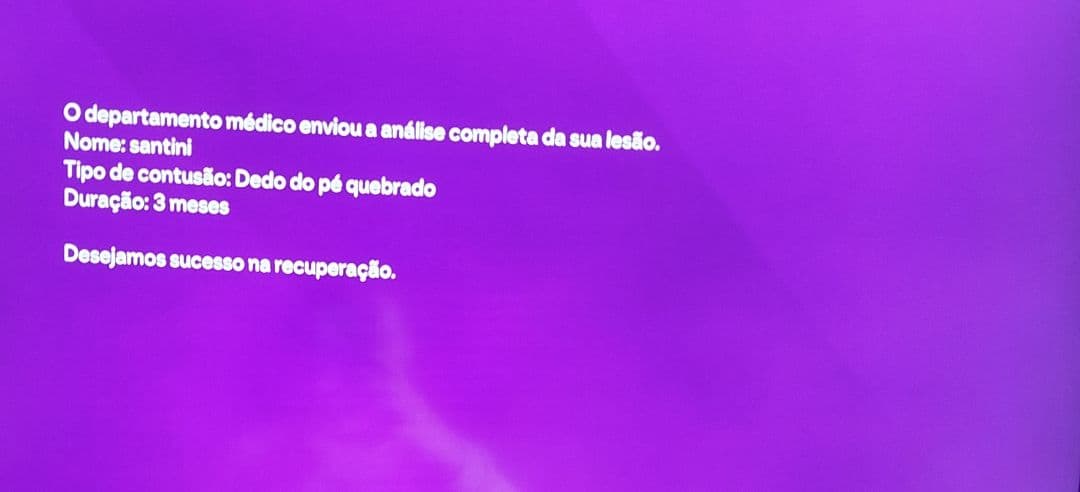 Lesão no começo da temporada